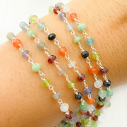 Multi Gemstone 925 Sterling Silver Wire Chain